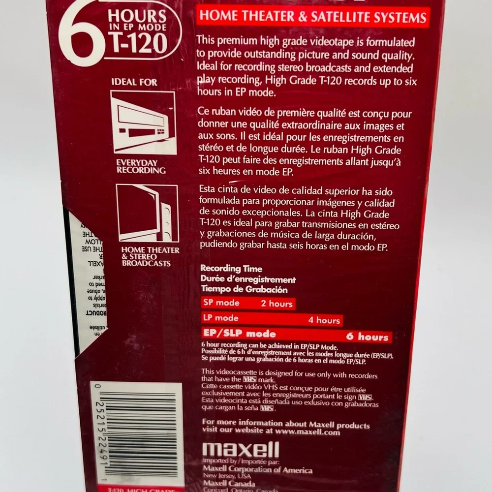SEALED Maxell High Grade Videocassette T-120